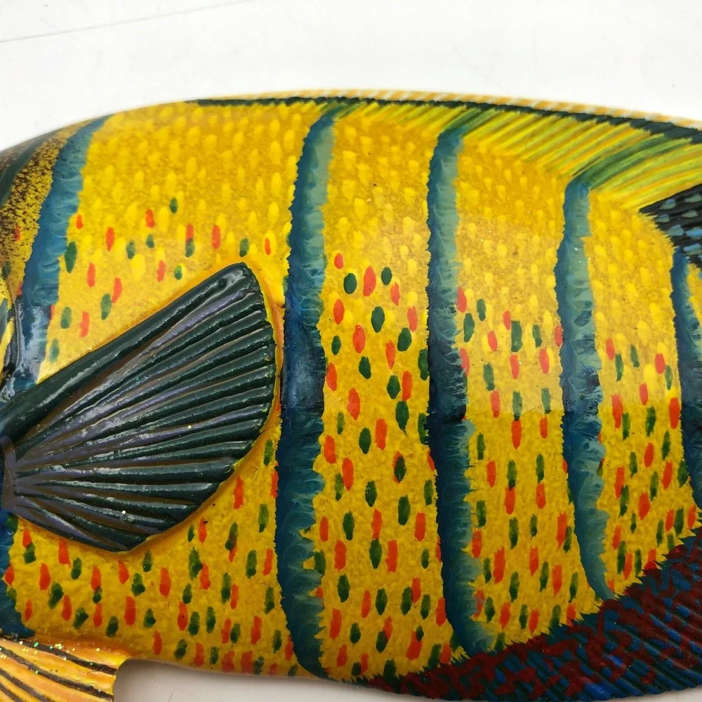 Vintage Don Edmond Studio Cocoa Damsel Tropical Fish Wall Hanging Sculpture